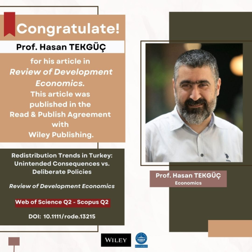 Hasan Tekgüç’s Open Access Article Published Under Wiley Publishing Read and Publish Agreement